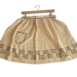 Handmade Black Stitched Yellow Gingham Apron One Size
